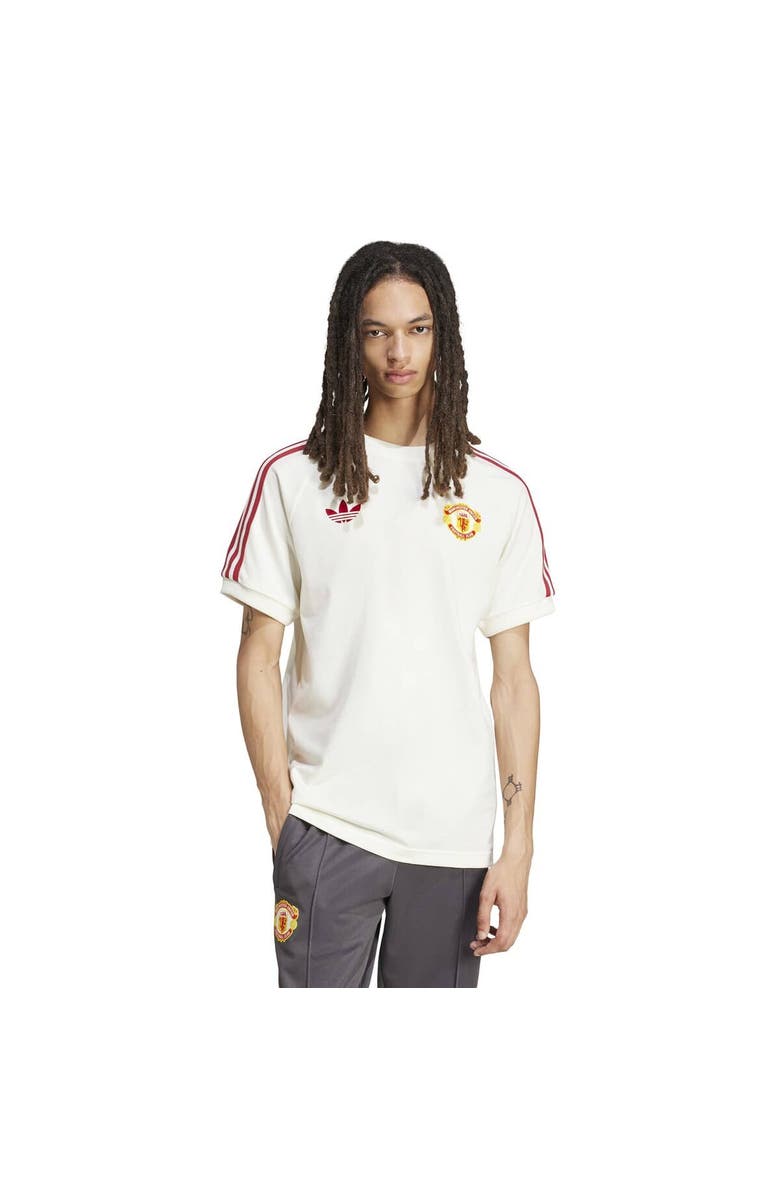 Men's adidas Originals Cream Manchester United Adicolor Three-Stripe Raglan T-Shirt adidas Originals
