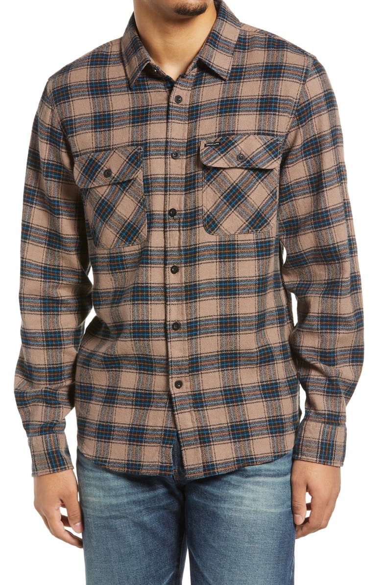 Brixton Bowery Plaid Flannel Button-Up Shirt, Main, color,