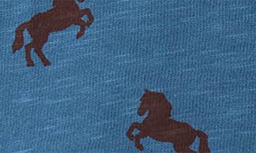 Hatley Ranch Horses Print Knit Print Button-up Shirt In Blue