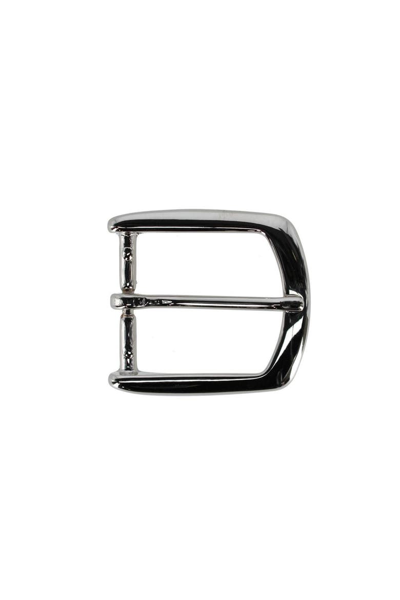 35mm Italian Solid Brass Rounded Edged Harness Belt Buckle, Main, color, Shiny Nickel