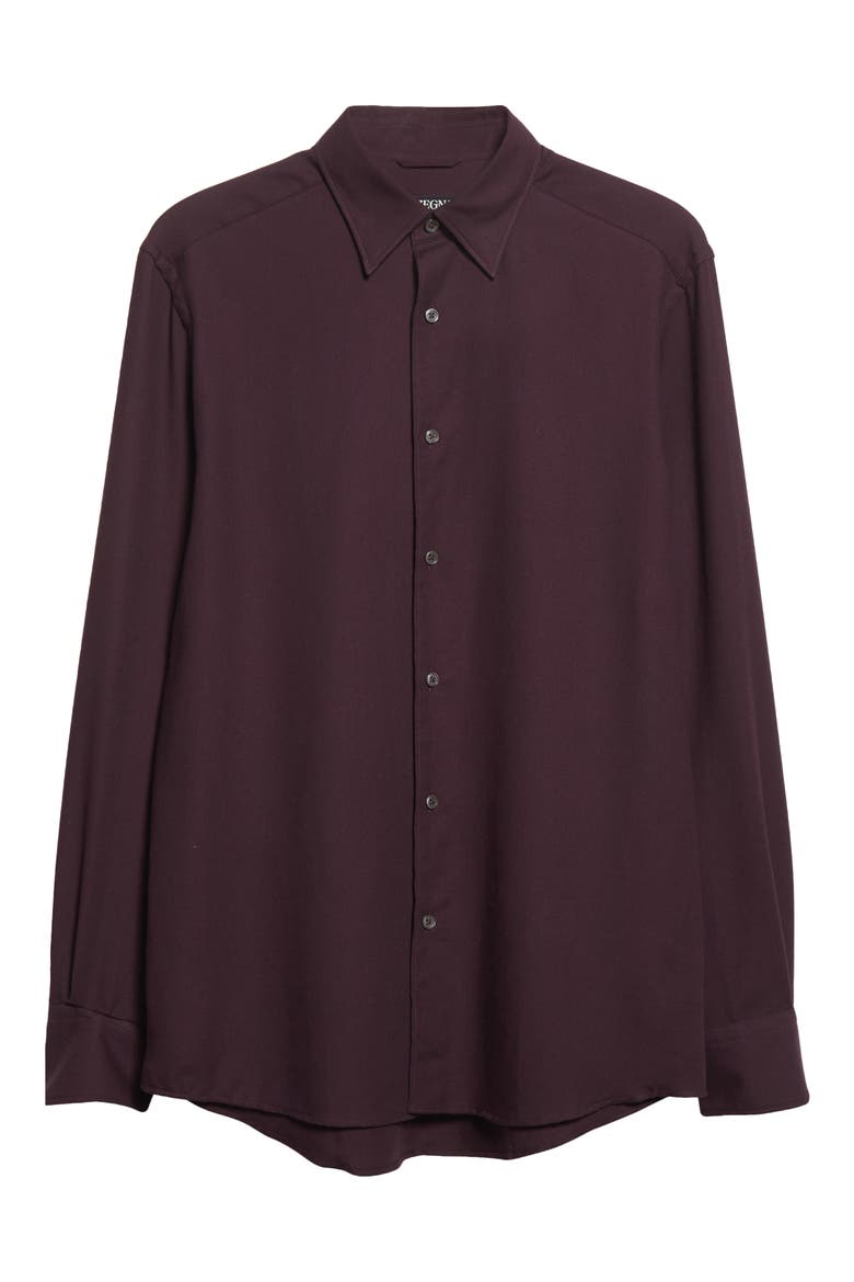 Cotton & Cashmere Button-Up Shirt, Alternate, color, PLUM