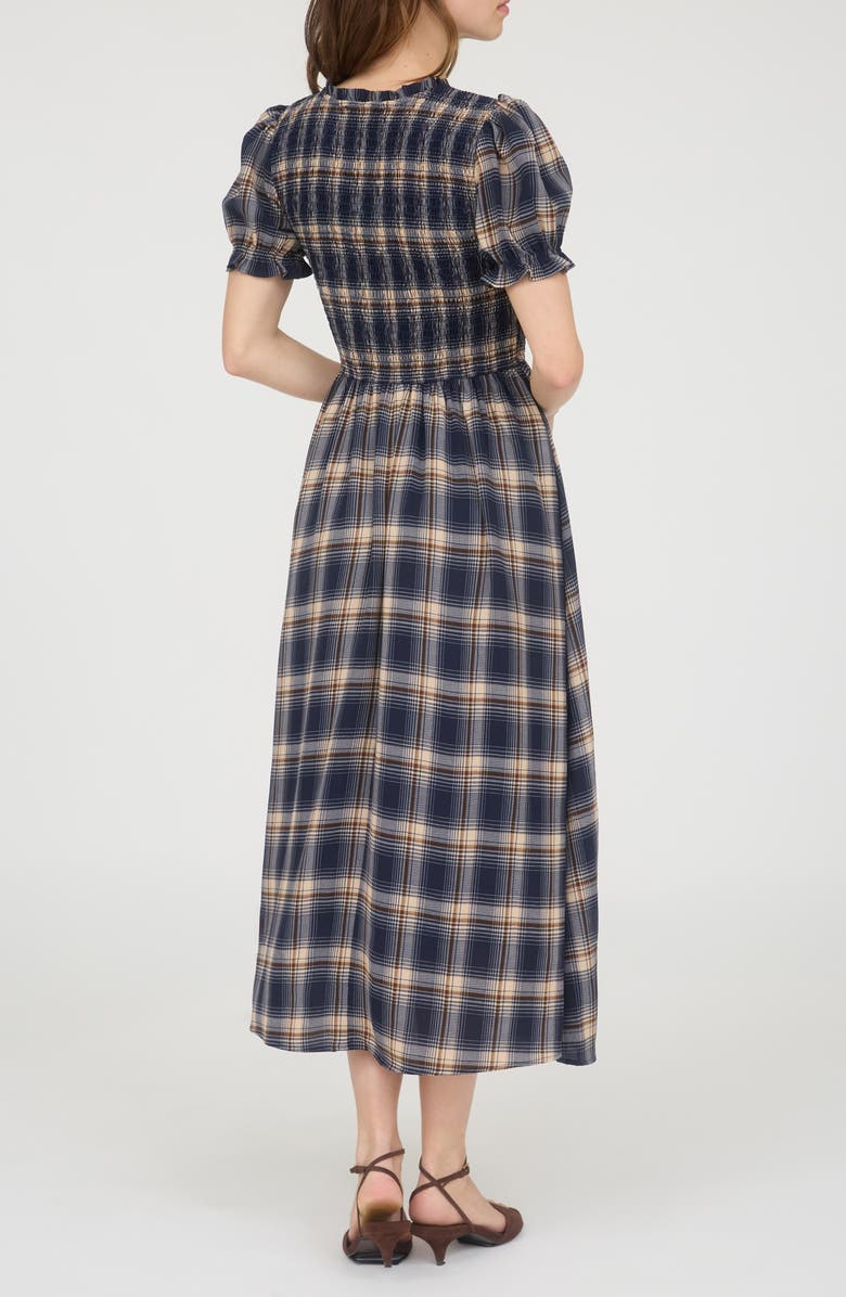 AUGUST SKY Plaid Tie Front Midi Dress, Alternate, color, Navy Multi