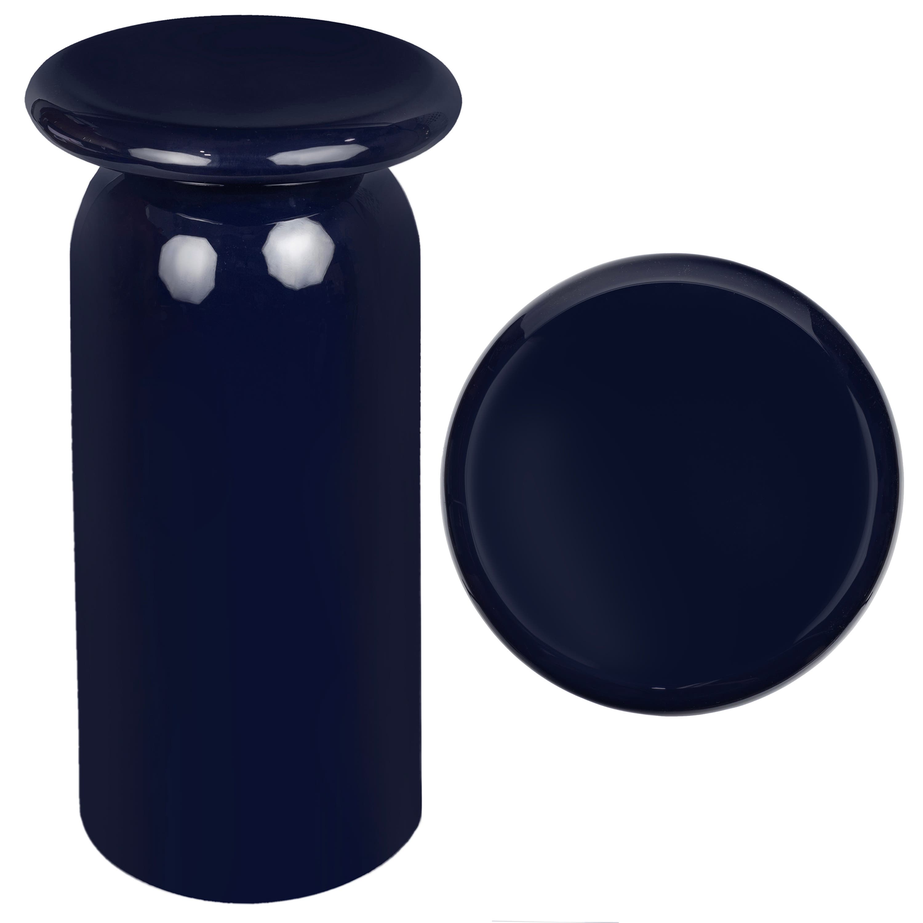 Dark blue ceramic container with lid