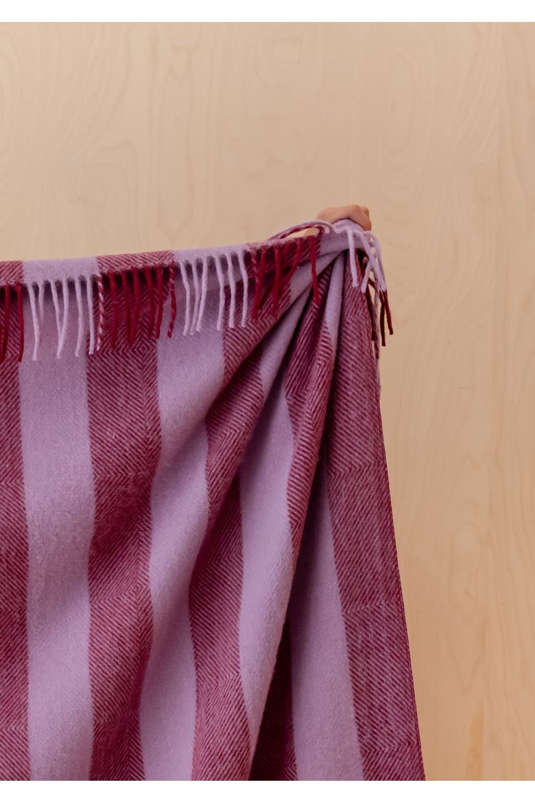 Recycled Wool Stripe Throw Blanket, Alternate, color, Lilac Diamond Stripe