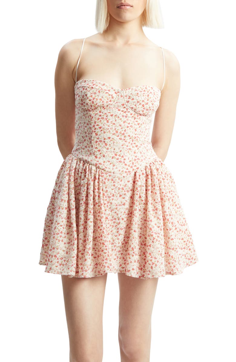 Bardot Estie Floral Embroidery Minidress, Alternate, color, Red Floral