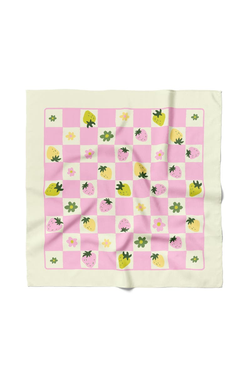Centinelle Strawberry Checkers Cotton Silk Bandana, Main, color, 