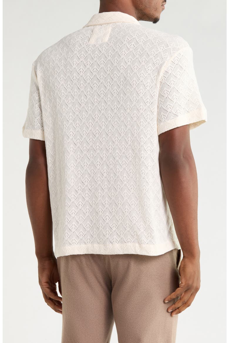 Textured Diamond Camp Shirt, Alternate, color, CREAM