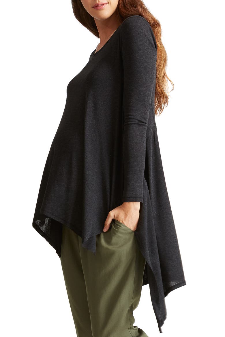 Ingrid & Isabel® Handkerchief Maternity Tunic Top, Alternate, color, DARK HEATHER