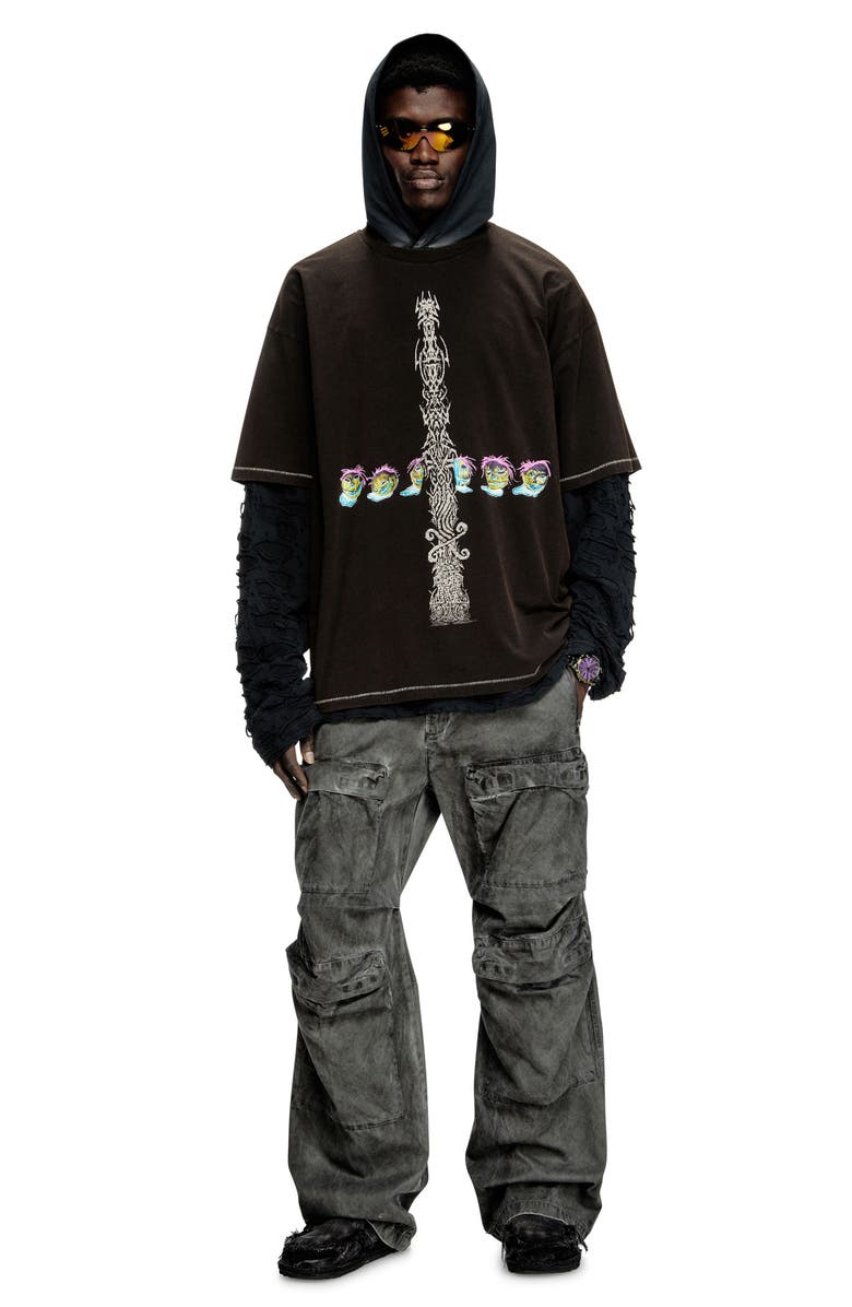 DIESEL<sup>®</sup> Relaxed Fit Cotton Graphic T-Shirt, Alternate, color, Deep/ Black