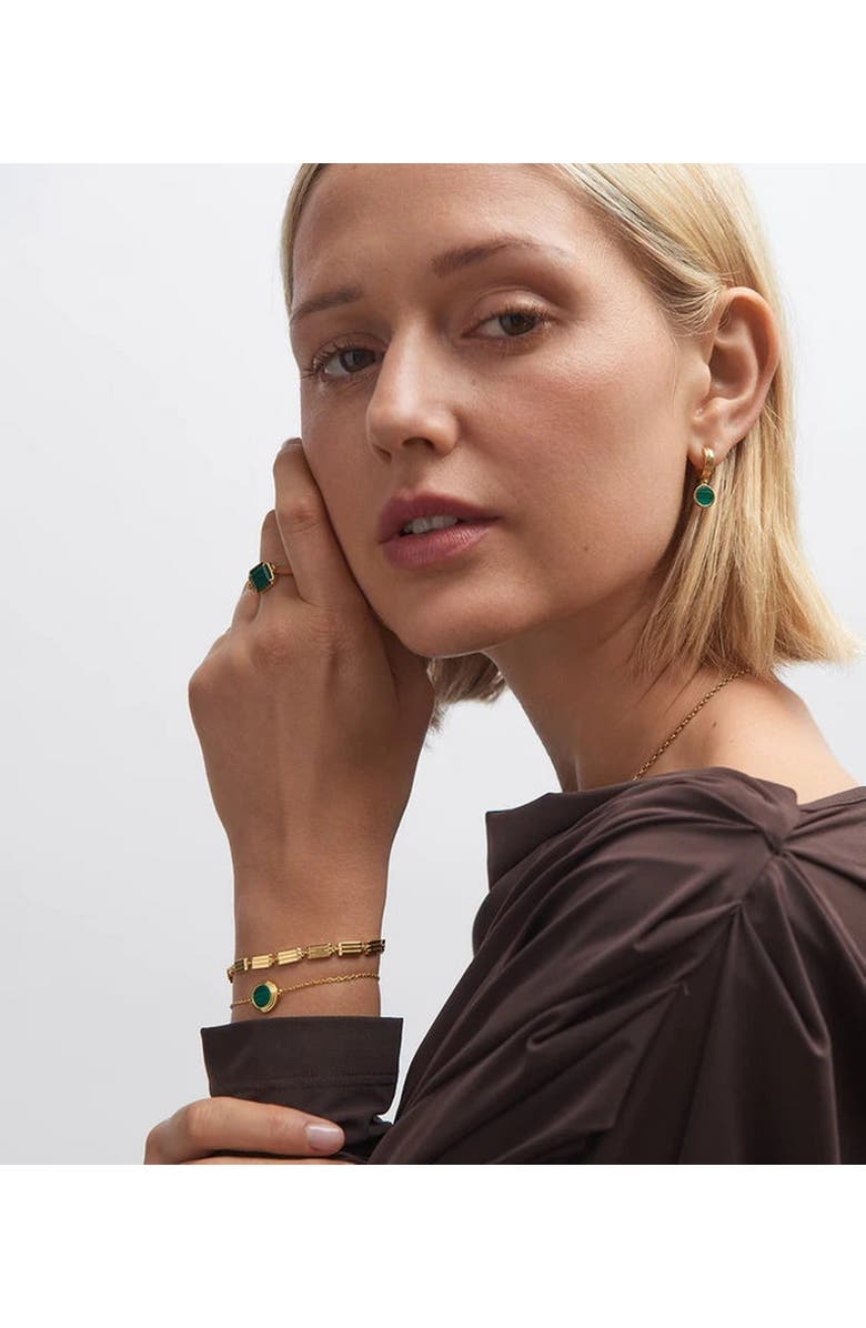 Astley Clarke Gold Stilla Malachite Huggie Earrings, Alternate, color, Malachite