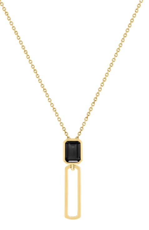 14K Yellow Gold Onyx Geometric Pendant Necklace