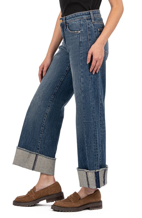 Kut From The Kloth Meg Cuffed High Waist Wide Leg Jeans In Commitment W/dk
