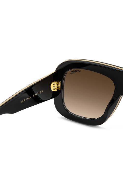 Carrera Eyewear Special Edition Flaglab 18 57mm Gradient Square Shield Sunglasses In Black Gold/brown Sf