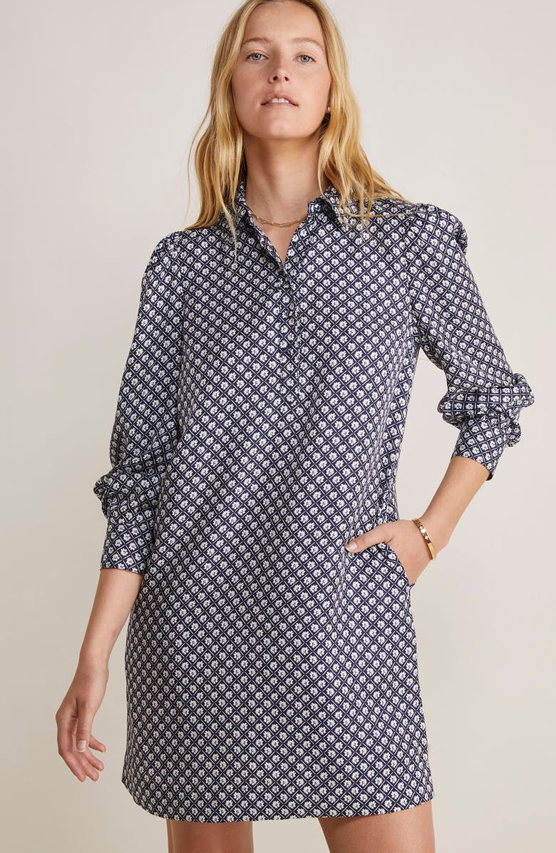 vineyard vines Floral Long Sleeve Silk Blend Poplin Shirtdress, Alternate, color,