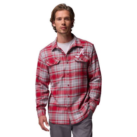 Men's Columbia  Crimson Alabama Crimson Tide Flare Gun Omni-Wick Flannel Long Sleeve Button-Up Shirt