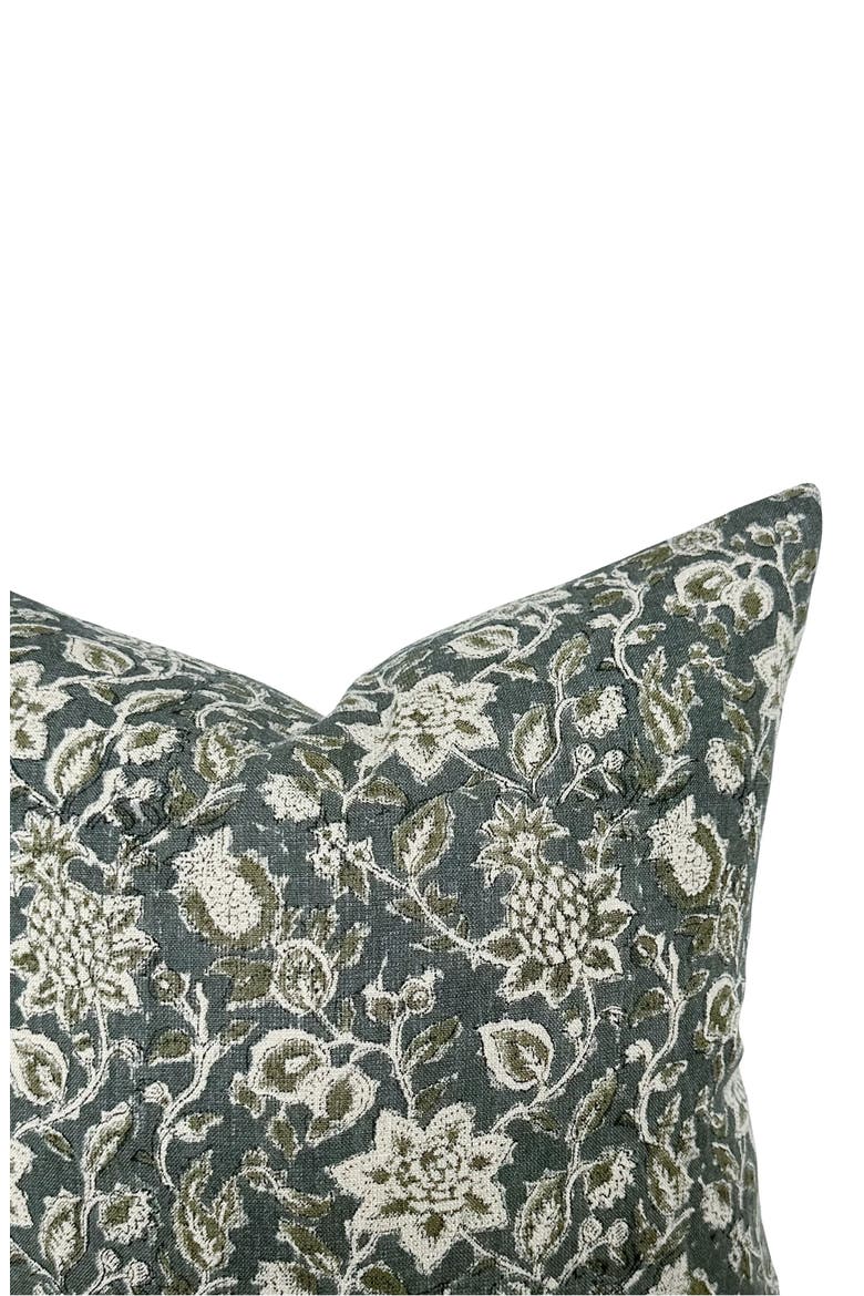 Willow Deep Blue & Sage Floral Pillow Cover, Alternate, color, Slate Blue