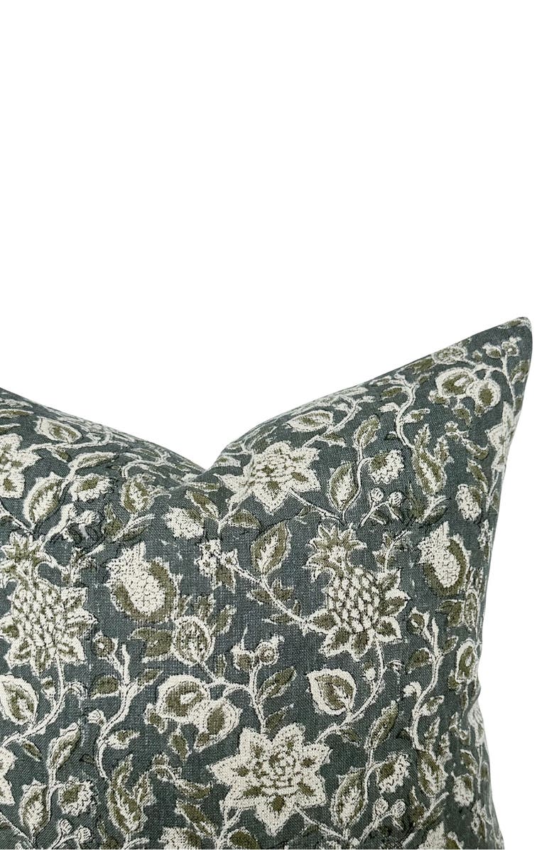 Linen & James Willow Deep Blue & Sage Floral Pillow Cover, Alternate, color, Slate Blue