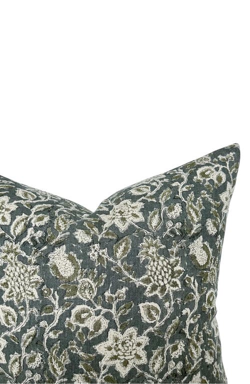 Linen & James Willow Deep Blue & Sage Floral Pillow Cover In Slate Blue