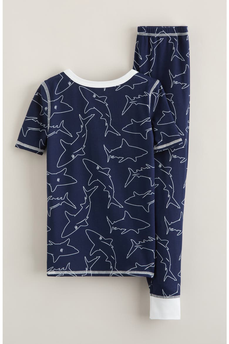 Kids' Fitted Pajamas, Alternate, color, NAVY PEACOAT SHARKS