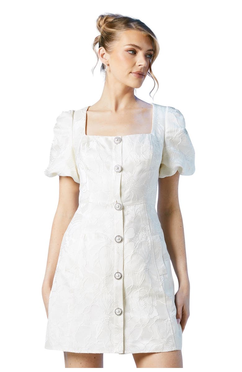 Coast Jewel Button Bridal Mini Dress, Main, color, Ivory