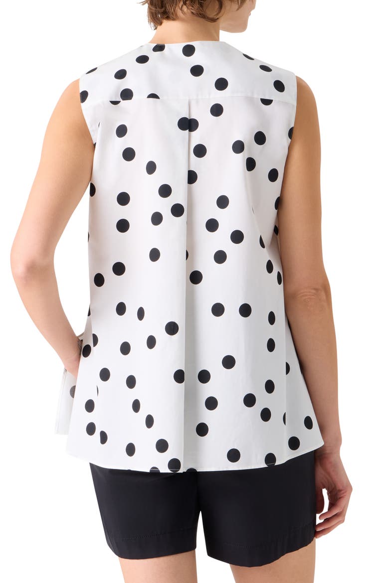 Polka Dot Sleeveless Cotton Poplin Top, Alternate, color, CREAM-BLACK
