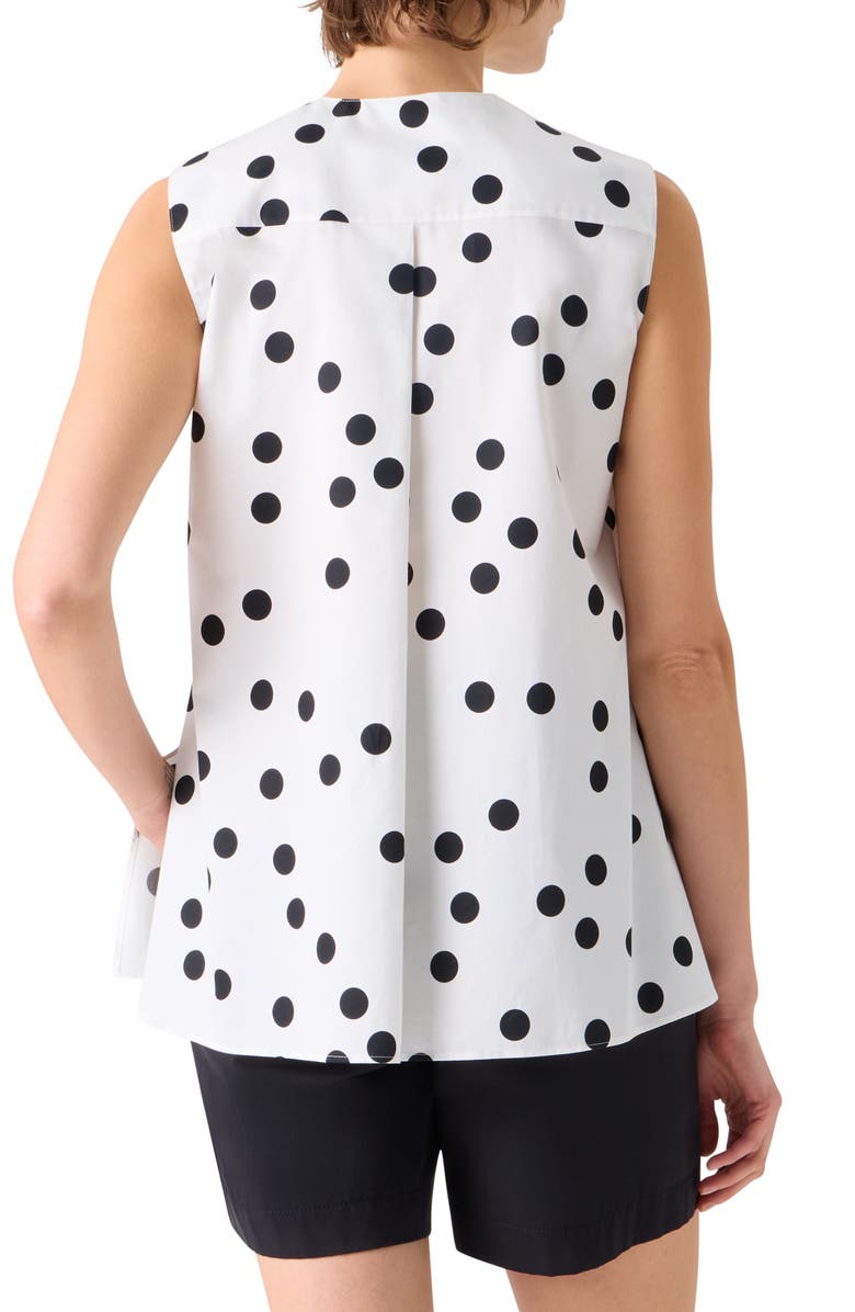 Akris punto Polka Dot Sleeveless Cotton Poplin Top, Alternate, color, Cream-Black