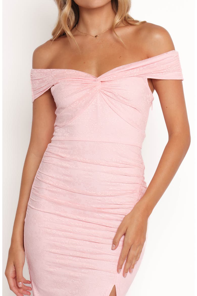 women's light pink off the shoulder dress for traveling Lillianne Off-Shoulder A-line Mini 55% Linen 45% Cotton Lining women's light pink off the