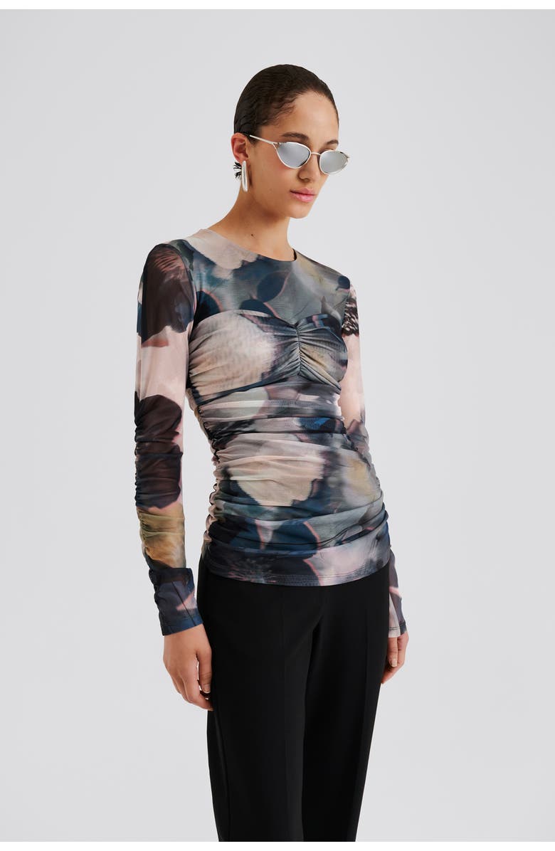 Malina Elionora Sheer Jersey Long Sleeve Top, Main, color, Dusty Poppy