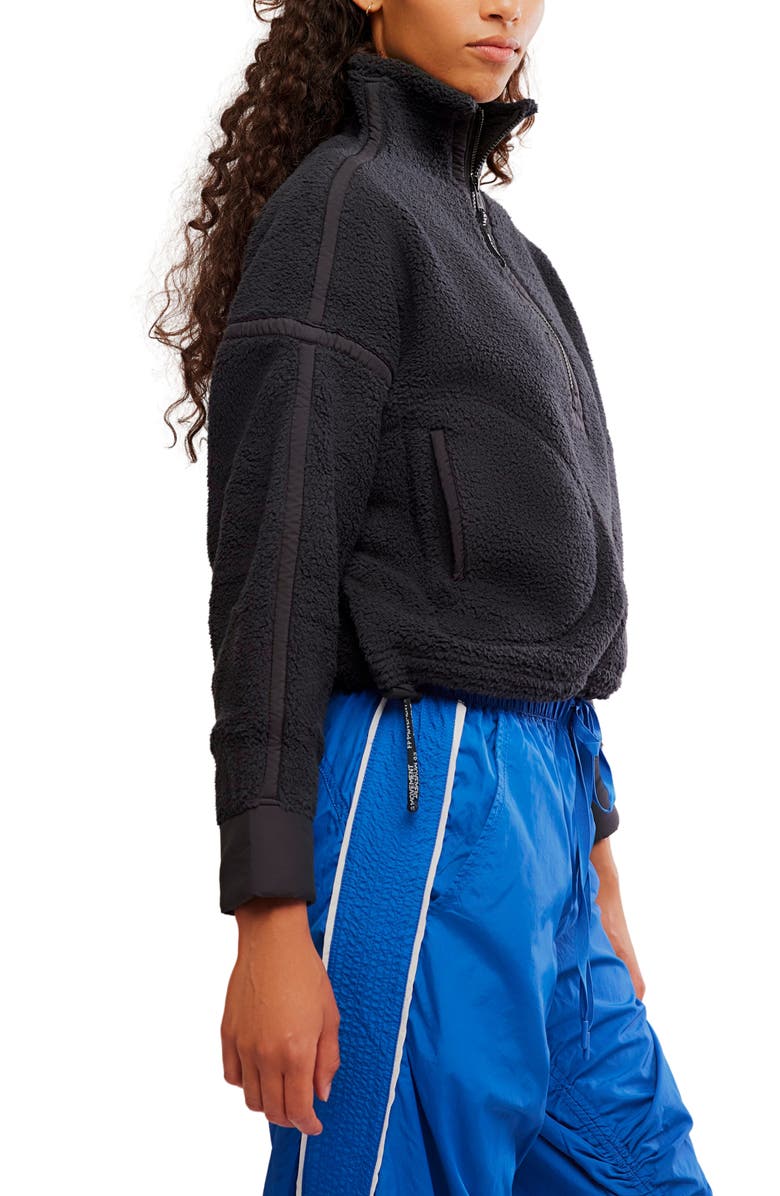 Free People FP Movement Mountain High Fleece Half Zip Pullover, Alternate, color, Black/ Black Combo