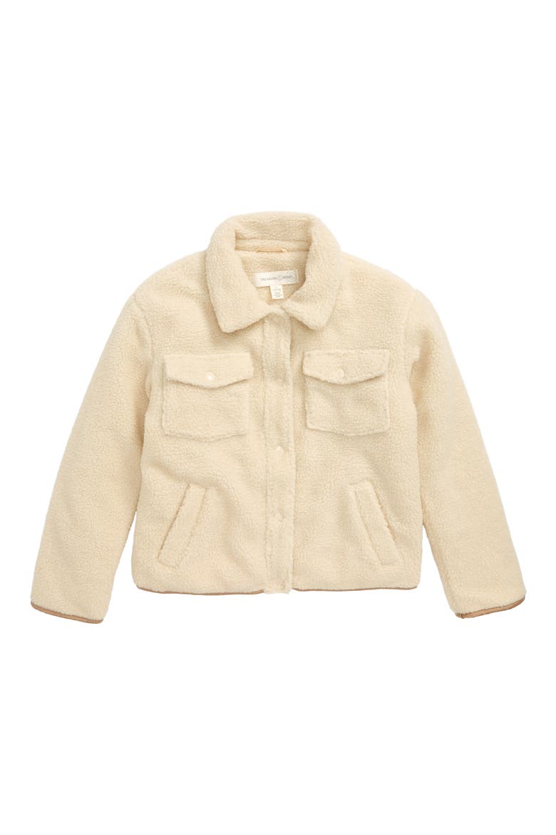 Fleece Boyfriend Jacket, Main, color, TAN BLEACHED
