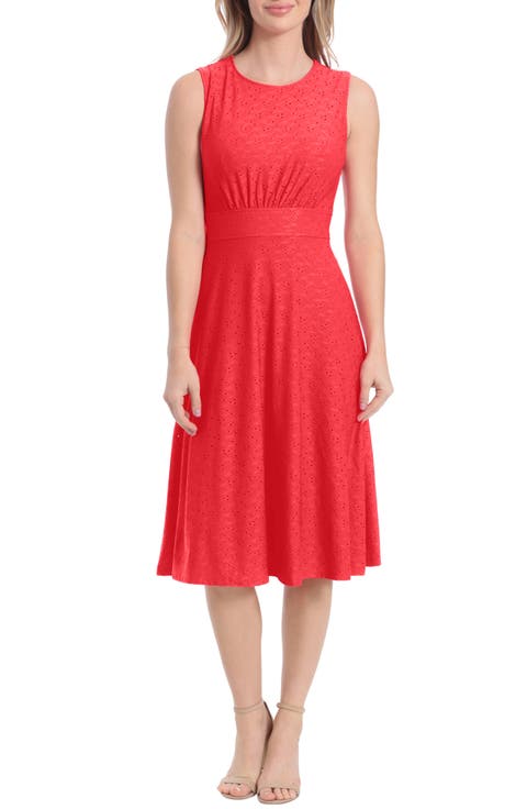 Eyelet Jersey Sleeveless Midi Dress