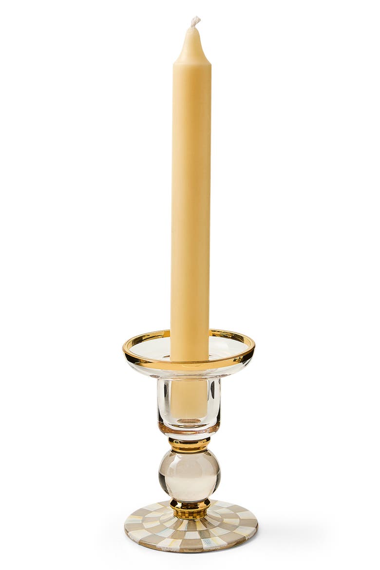 Sterling Check Small Glass Candleholder, Alternate, color, STERLING