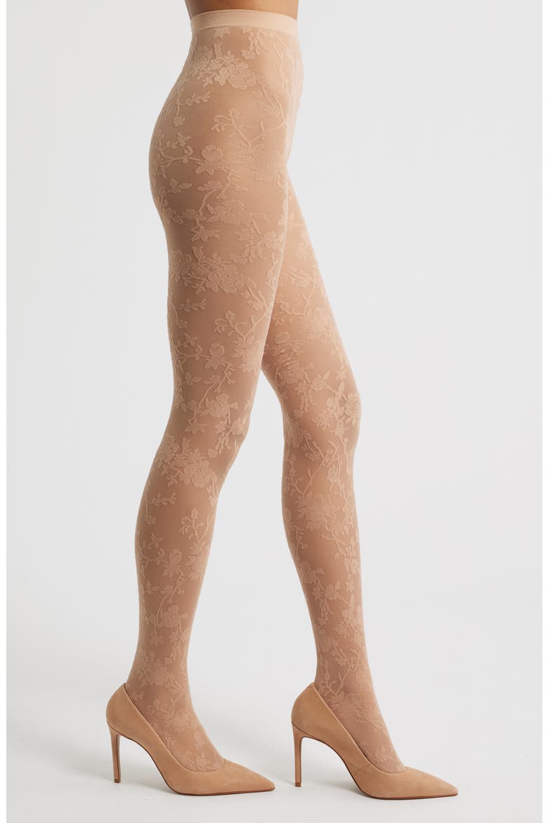 Floral Tights, Main, color, ALMOND