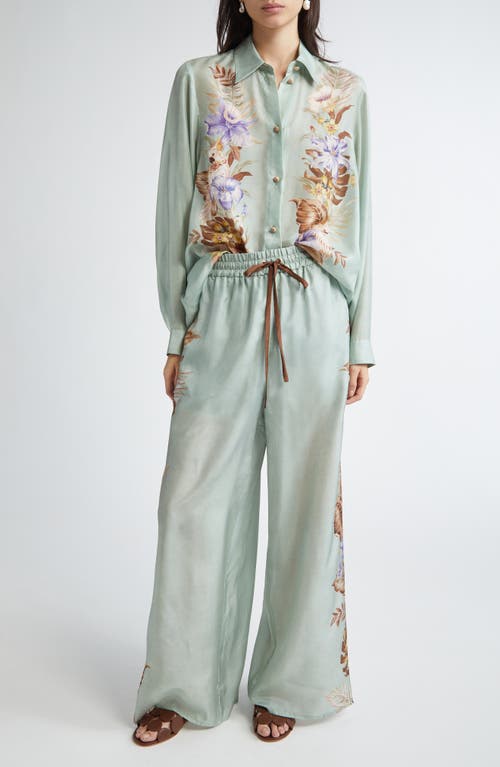 ZIMMERMANN ZIMMERMANN COCO PLACED PRINT SILK WIDE LEG PANTS