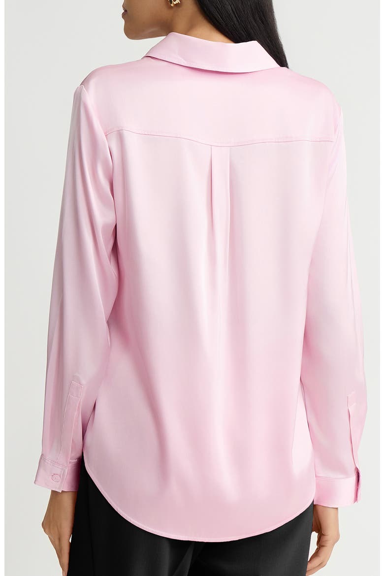 Point Collar Satin Button-Up Shirt, Alternate, color, WHISPER PINK