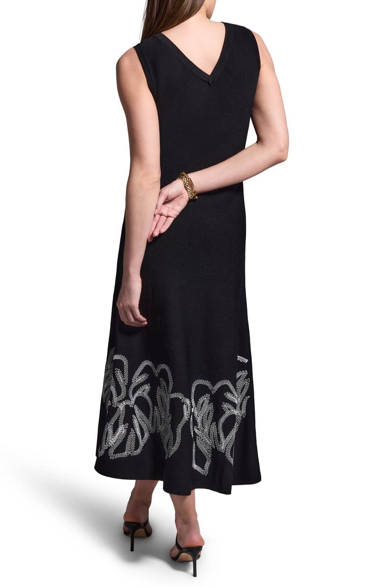 NIC+ZOE Embroidered Hem Crepe Midi Dress, Alternate, color, 