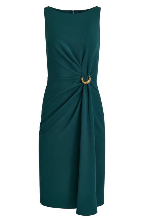 Donna Karan Ruched Crepe Sheath Dress In Green