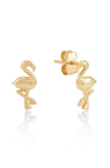 Frankie & Zoe Flamingo Stud Earrings In Gold