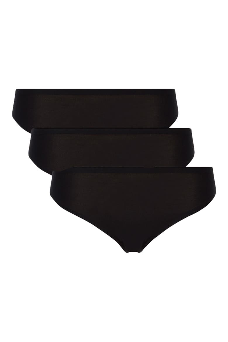 3-Pack Soft Stretch Thongs, Main, color, BLACK
