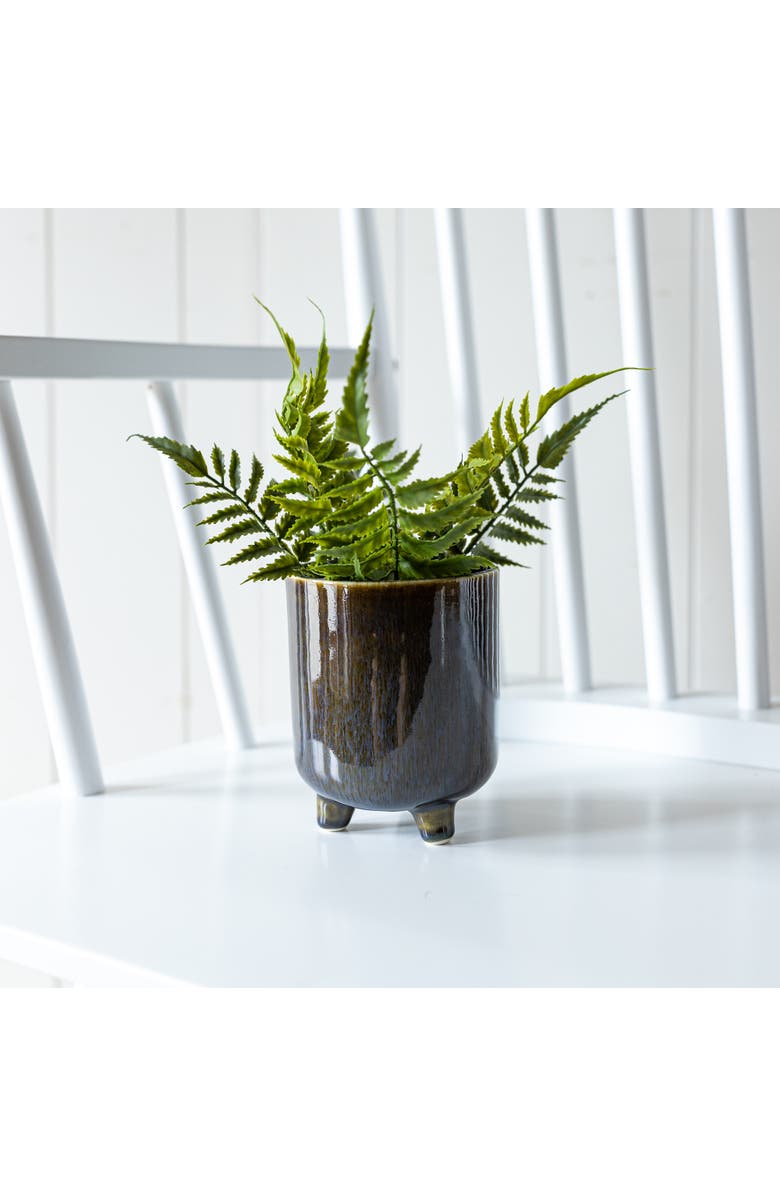 Foreside Home and Garden Footed Planter Blue Porcelain, Alternate, color, Blue