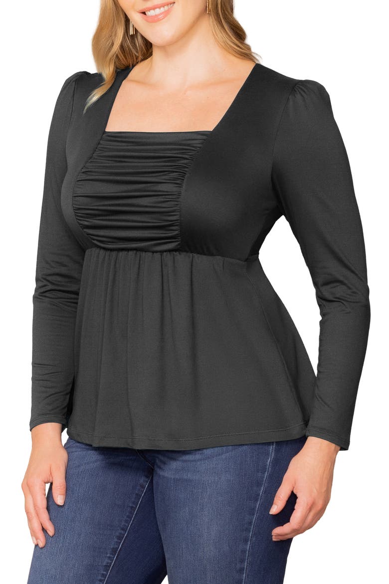 Rylan Ruched Knit Top, Alternate, color, BLACK NOIR