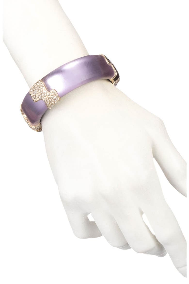 Crystal Encrusted Lucite® Hinge Bracelet, Alternate, color, MULBERRY
