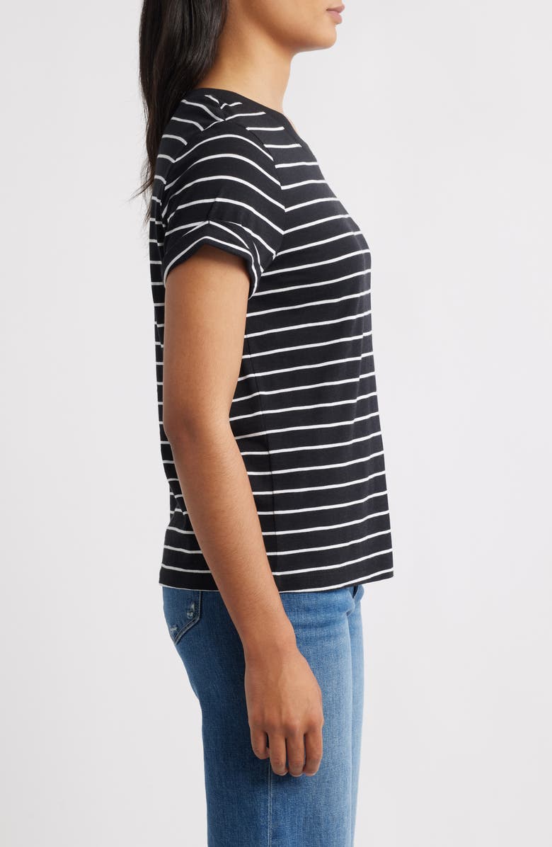 Sanctuary Abstract Print Cotton Blend T-Shirt, Alternate, color, Black/White Stripe