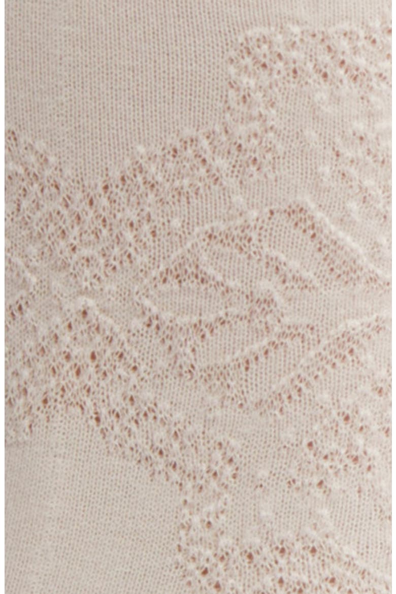 Jacquard Lace Quarter Socks, Alternate, color, IVORY