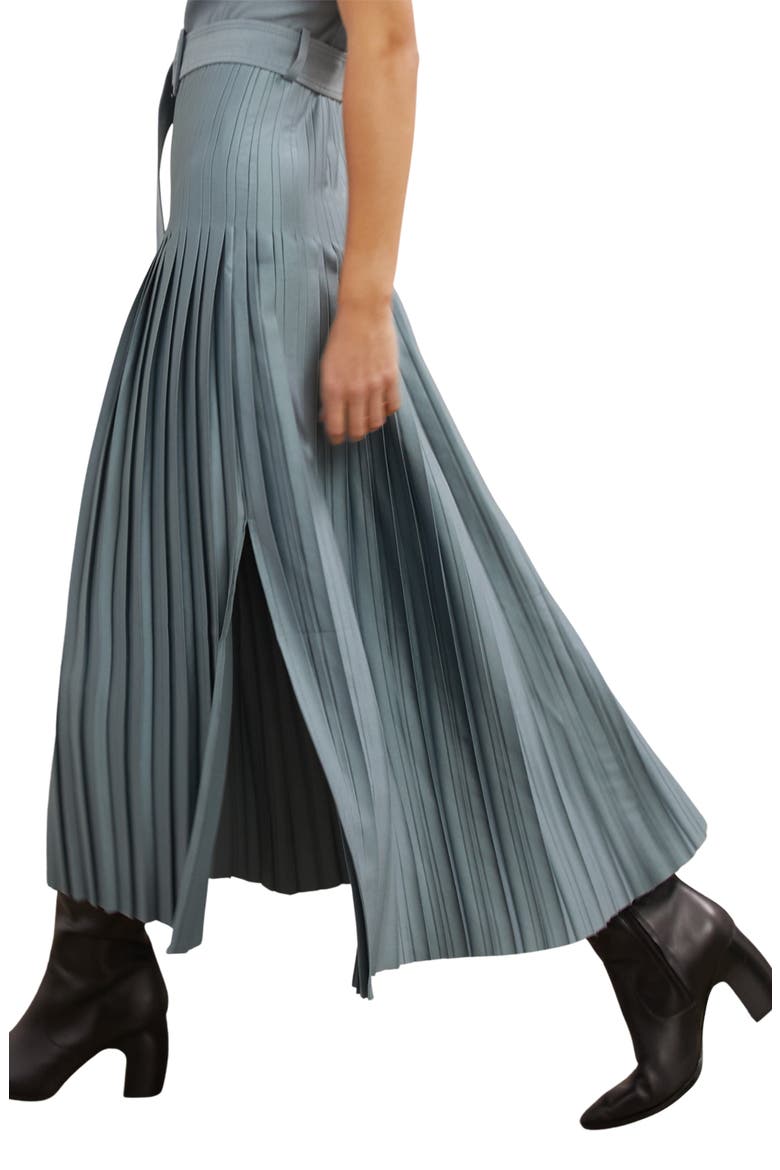 Ania Belted Pleated Maxi Dress, Alternate, color, BLUE
