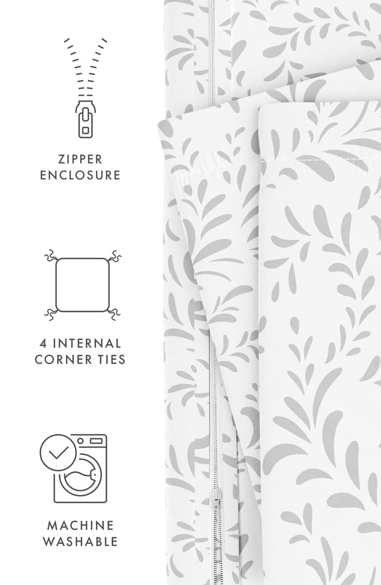 HOMESPUN Home Spun Premium Ultra Soft 3-Piece Burst of Vines Print Duvet Cover Set, Alternate, color, Light Gray