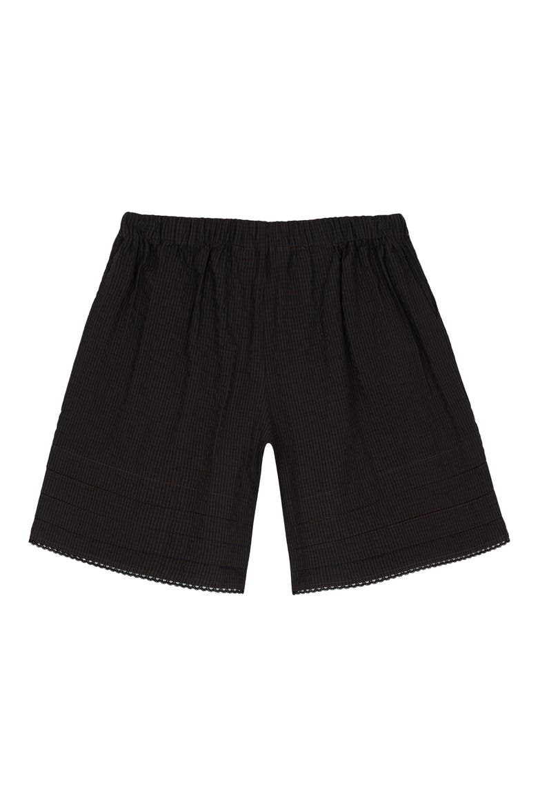 Gingham Seersucker Shorts, Alternate, color, BLACK