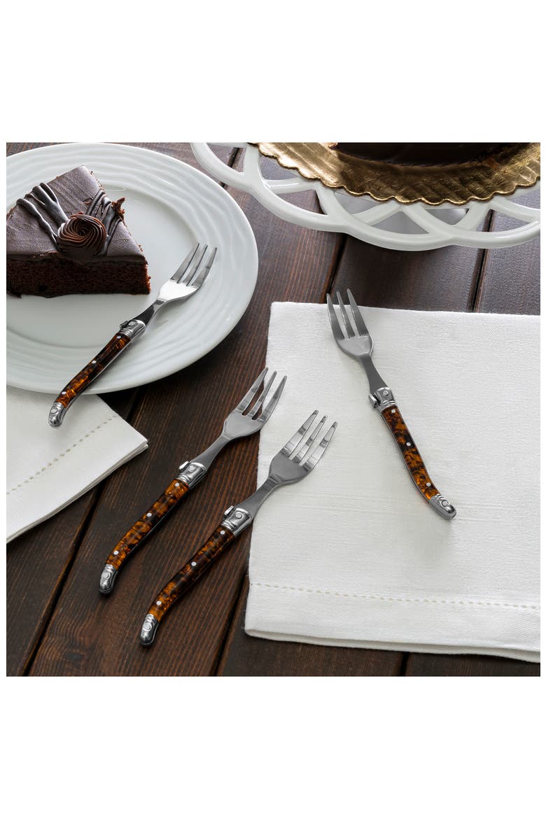 Laguiole 4-Piece Cake Fork Set, Alternate, color, TORTOISE SHELL