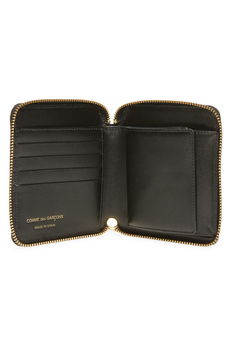 Dot Print Leather Wallet, Alternate, color, BLACK