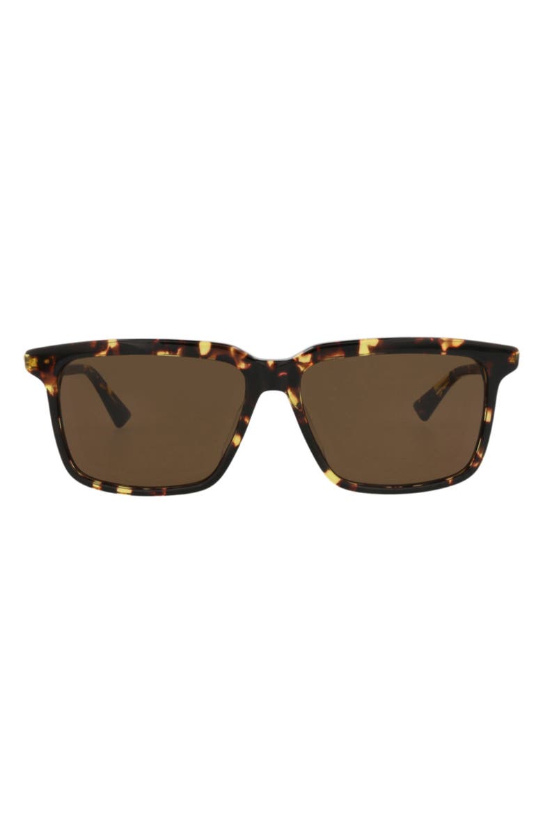 Bottega Veneta 56mm Square Sunglasses, Main, color, Havana Havana Brown